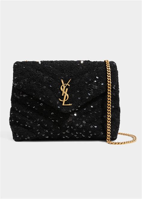 Saint Laurent Loulou Small YSL Sequin Shoulder Bag.